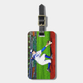 Baseball-Spieler mit Ihrem Namen oder Monogramm Gepäckanhänger (Vorderseite vertikal)