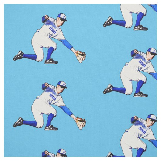 Baseball-Spieler mit Ihrem Namen oder Monogramm Stoff (Muster)