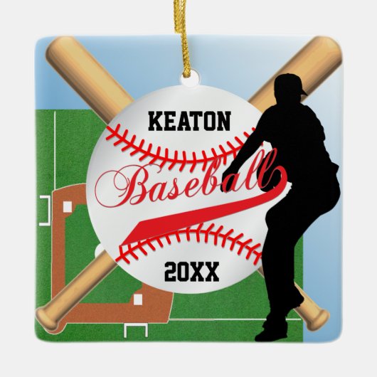 Baseball ⚾ Spieler (Pitcher) Keramikornament (Vorderseite)