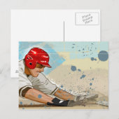 Baseball-Spieler rutscht in Base Postkarte (Vorne/Hinten)