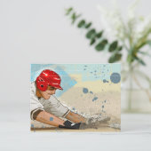 Baseball-Spieler rutscht in Base Postkarte (Stehend Vorderseite)