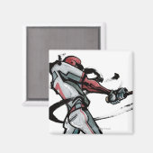 Baseball-Spieler Swingbat, Seitenansicht Magnet (Vorderseite/Rückseite)