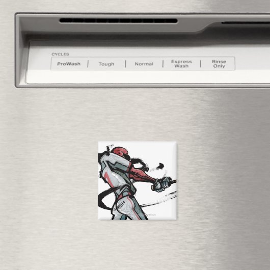 Baseball-Spieler Swingbat, Seitenansicht Magnet (In Situ (Geschirrspüler))