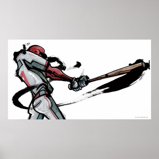 Baseball-Spieler Swingbat, Seitenansicht Poster (Vorne)