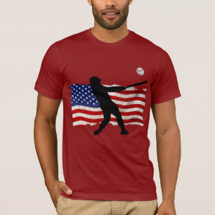 Baseball-Spieler trägt Ball-Spiel USA-Flagge zur T-Shirt