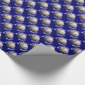 Baseball-Spieler über Blau Geschenkpapier (Ecke)