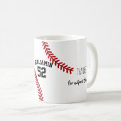 Baseball-Spielername und -zahl Kaffeetasse (VorderseiteRechts)