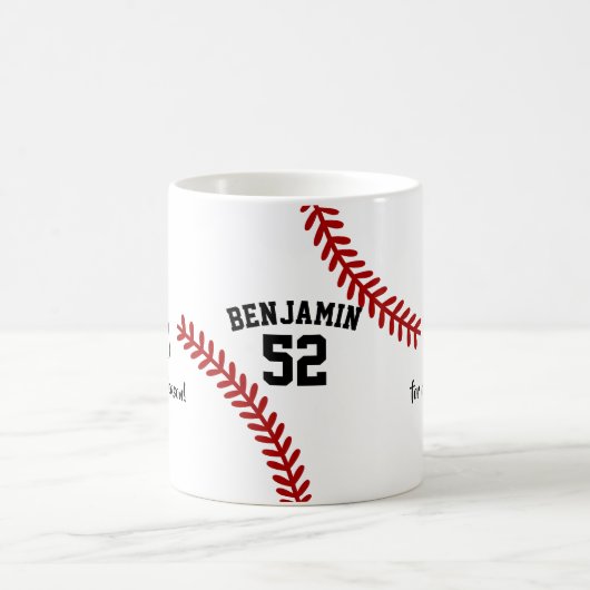 Baseball-Spielername und -zahl Kaffeetasse (Mittel)