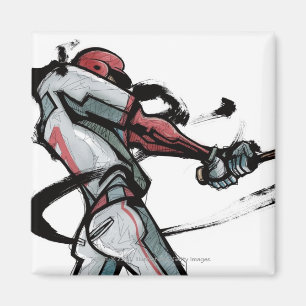 Baseball-Spielerschwingschläger, Seitenansicht Magnet