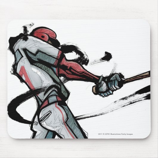 Baseball-Spielerschwingschläger, Seitenansicht Mousepad (Vorne)