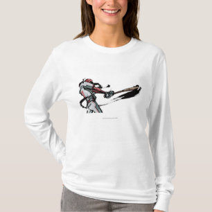Baseball-Spielerschwingschläger, Seitenansicht T-Shirt