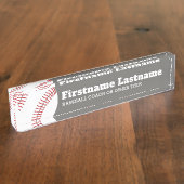 Baseball-Spielertrainer oder -lehrer - Moderner Ze Namensplakette (Seite)