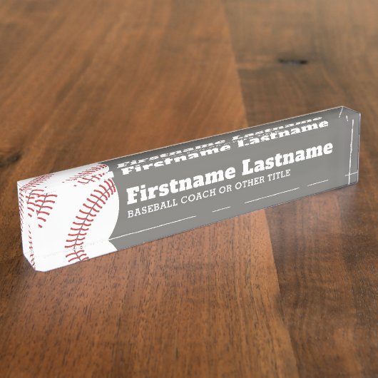 Baseball-Spielertrainer oder -lehrer - Moderner Ze Namensplakette (Seite)