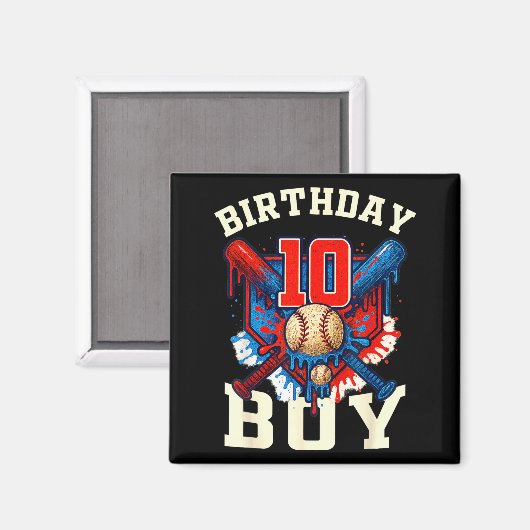 Baseball Splash Drip 10th Birthday Srts Lover Boy  Magnet (Vorderseite/Rückseite)