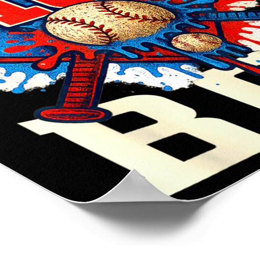 Baseball Splash Drip 10th Birthday Srts Lover Boy  Poster (Ecke)