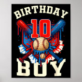 Baseball Splash Drip 10th Birthday Srts Lover Boy  Poster (Vorne)