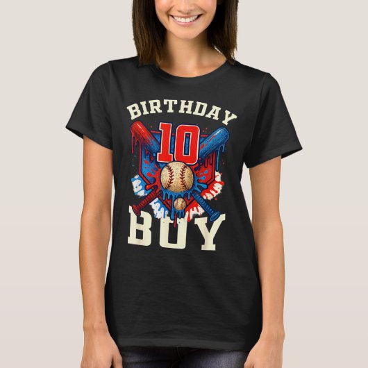 Baseball Splash Drip 10th Birthday Srts Lover Boy T-Shirt (Vorderseite)