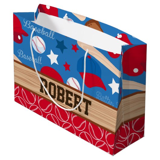 BASEBALL Sport-Athleten-Trainer personifizieren Große Geschenktüte (Rückseite Schrägansicht)