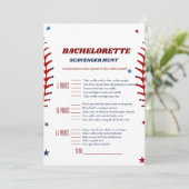 Baseball Sport bachelorette Scavenger Game Card Ankündigung (Stehend Vorderseite)
