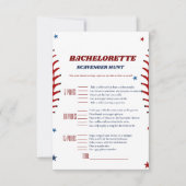 Baseball Sport bachelorette Scavenger Game Card Einladung (Vorderseite)