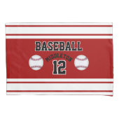 Baseball Sport Ball Design - Dunkelrot - bearbeitb Kissenbezug (Vorderseite)