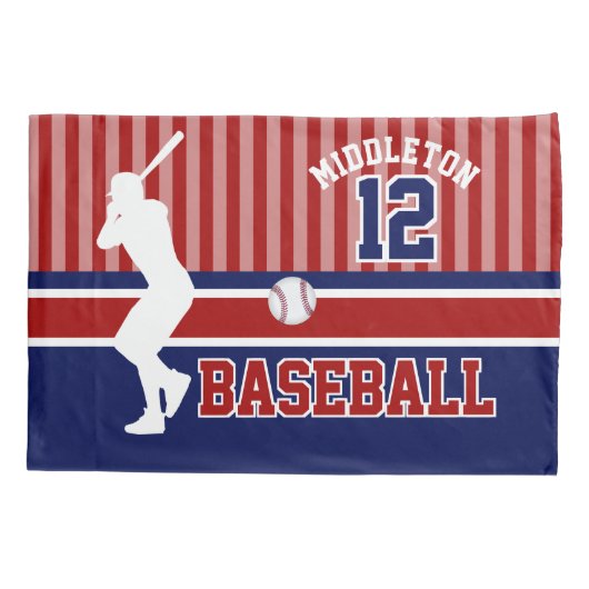 Baseball Sport Ball Design - Dunkelrot und blau Kissenbezug (Rückseite)