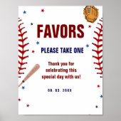Baseball Sport Bay Dusche Geburtstagsfavoriten Zei Poster (Vorne)