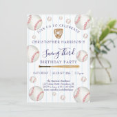 Baseball Sport Boy 3. Geburtstag Einladung (Stehend Vorderseite)