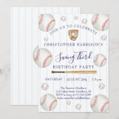 Baseball Sport Boy 3. Geburtstag Einladung (Vorne/Hinten)