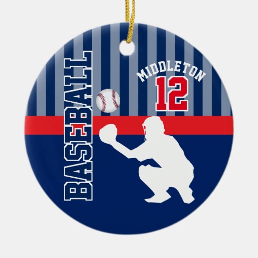 Baseball ⚾ Sport - Dark Blue - Catcher Keramik Ornament (Vorne)
