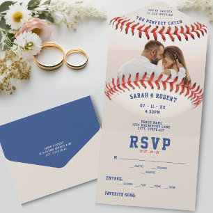 Baseball Sport Die perfekte Catch-Foto-Hochzeit All In One Einladung