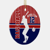 Baseball Sport - Dunkelrot, blau und weiß Keramik Ornament (Rechts)