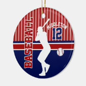 Baseball Sport - Dunkelrot, blau und weiß Keramik Ornament (Links)