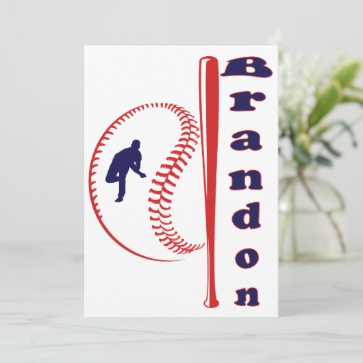 Baseball-Sport Einladung (Stehend Vorderseite)