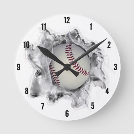 Baseball Sport Fan Round Clock Runde Wanduhr (Vorderseite)