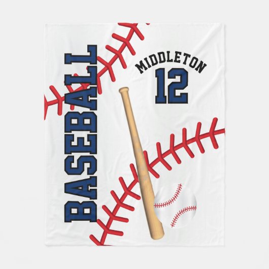 Baseball ⚾ Sport in Dunkelblau Fleecedecke (Vorderseite)