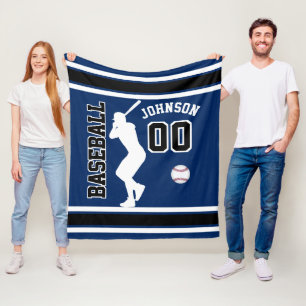 Baseball ⚾ Sport in Dunkelblau, Schwarz und Weiß Fleecedecke
