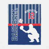 Baseball ⚾ Sport in Dunkelblau und Rot - Fang Fleecedecke (Vorderseite)