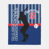 Baseball ⚾ Sport in Dunkelblau und Rot Fleecedecke (Vorderseite)