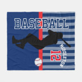 Baseball ⚾ Sport in Dunkelblau und Rot Fleecedecke (Vorderseite (Horizontal))