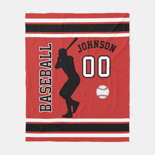 Baseball ⚾ Sport in Dunkelrot, Schwarz und Weiß Fleecedecke (Vorderseite)