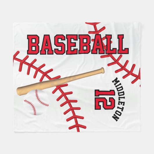 Baseball ⚾ Sport in Rot Fleecedecke (Vorderseite (Horizontal))