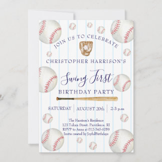 Baseball Sport Junge 1. Geburtstag Einladung