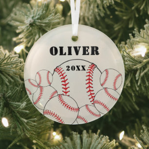 Baseball-Sport Kinder-Andenken Weihnachten Ornament Aus Glas