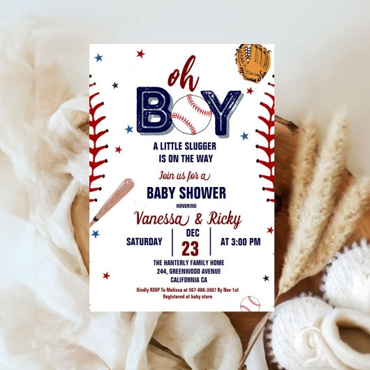Baseball Sport Kleine Schläger Boy Baby Dusche Einladung