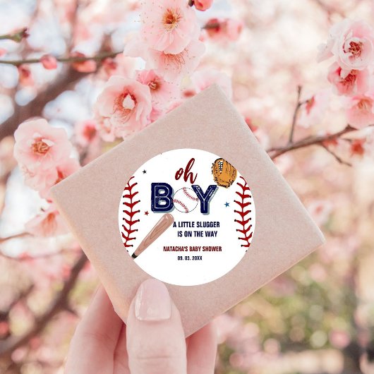 Baseball Sport Kleine Schläger Boy Baby Dusche Runder Aufkleber