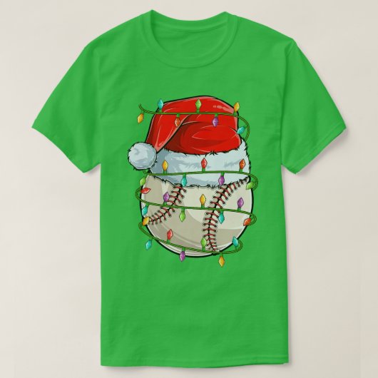 Baseball Sport Lover Xmas Lights Santa Baseball C T-Shirt (Design vorne)