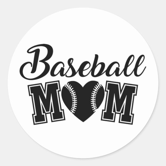 Baseball Sport Mama Runder Aufkleber (Vorderseite)