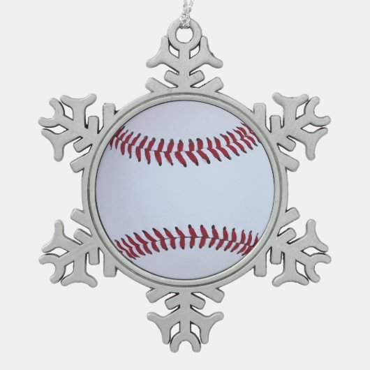 Baseball-Sport Schneeflocken Zinn-Ornament (Vorderseite)