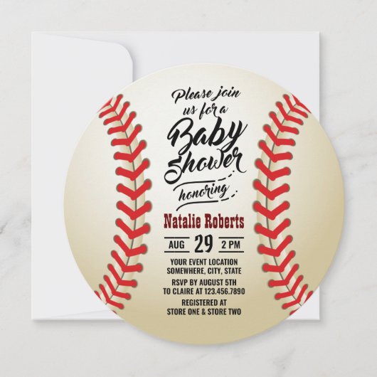 Baseball Sport Thema Typografie Kinderdusche Einladung (Vorderseite)